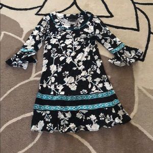 New BCBG Black White Blue Floral Dress XS